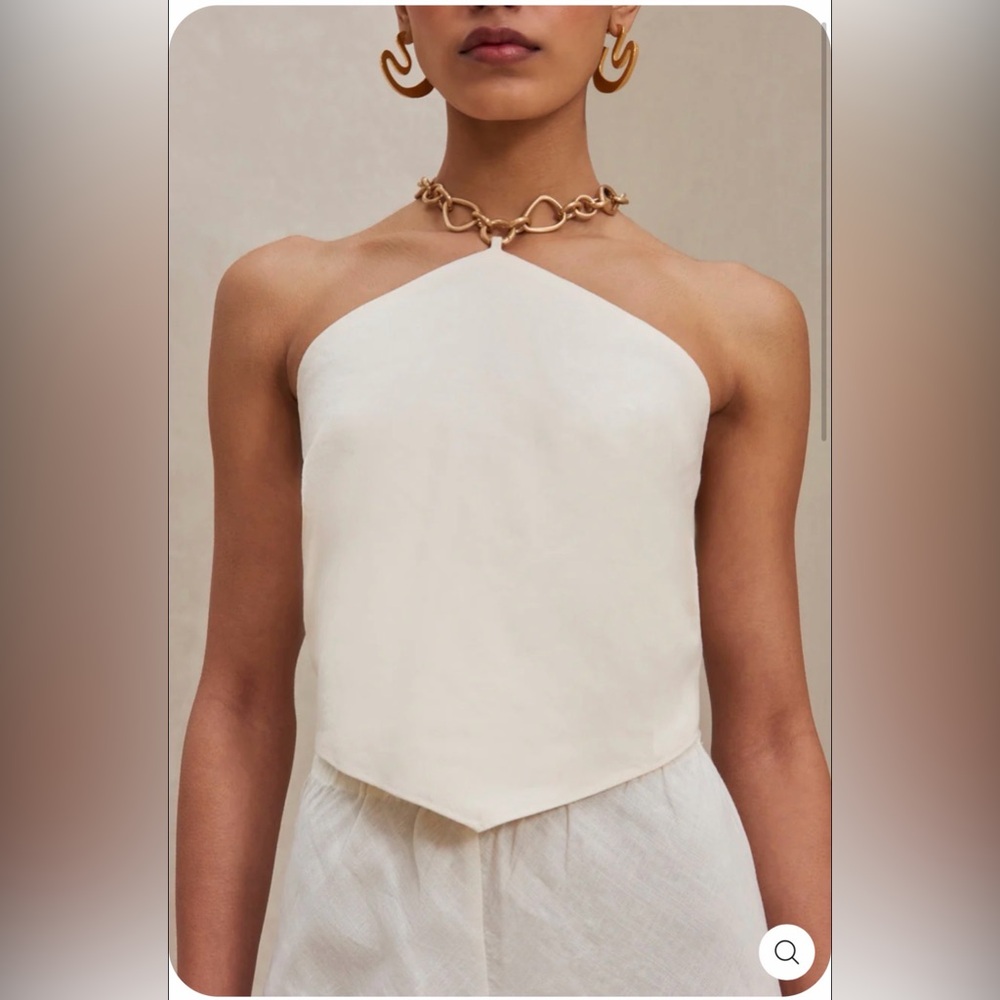 Chic White Backless top with Gold Chain Straps